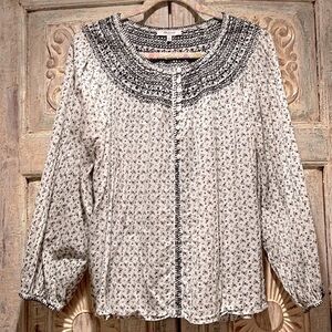 EUC Madewell Embroidered Crinkle Cotton Button Top in Fresh Sprigs /xxl/